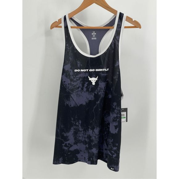 Under Armour Project Rock Tank Top Men Large Black Avy Mesh Do not go gentle New - Picture 1 of 10